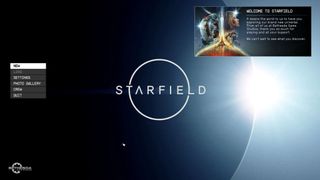 Starfield startup menu