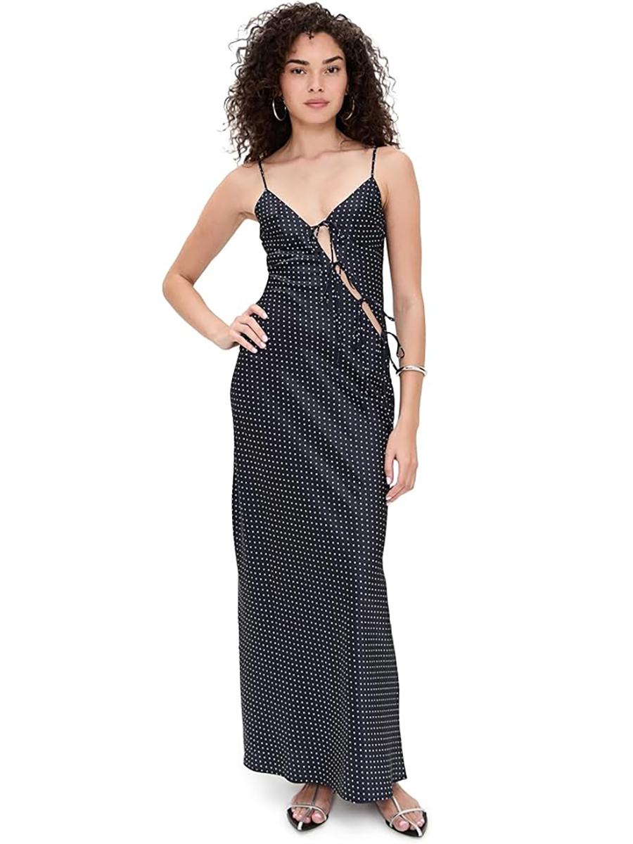 Lioness, Lioness Women&#039;s About a Girl Maxi Dress, Onyx Polka, Black, Print, Xs