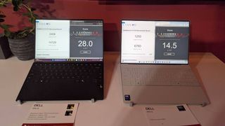 Dell XPS 13 laptops side by side showcasing Snapdragon vs Intel results