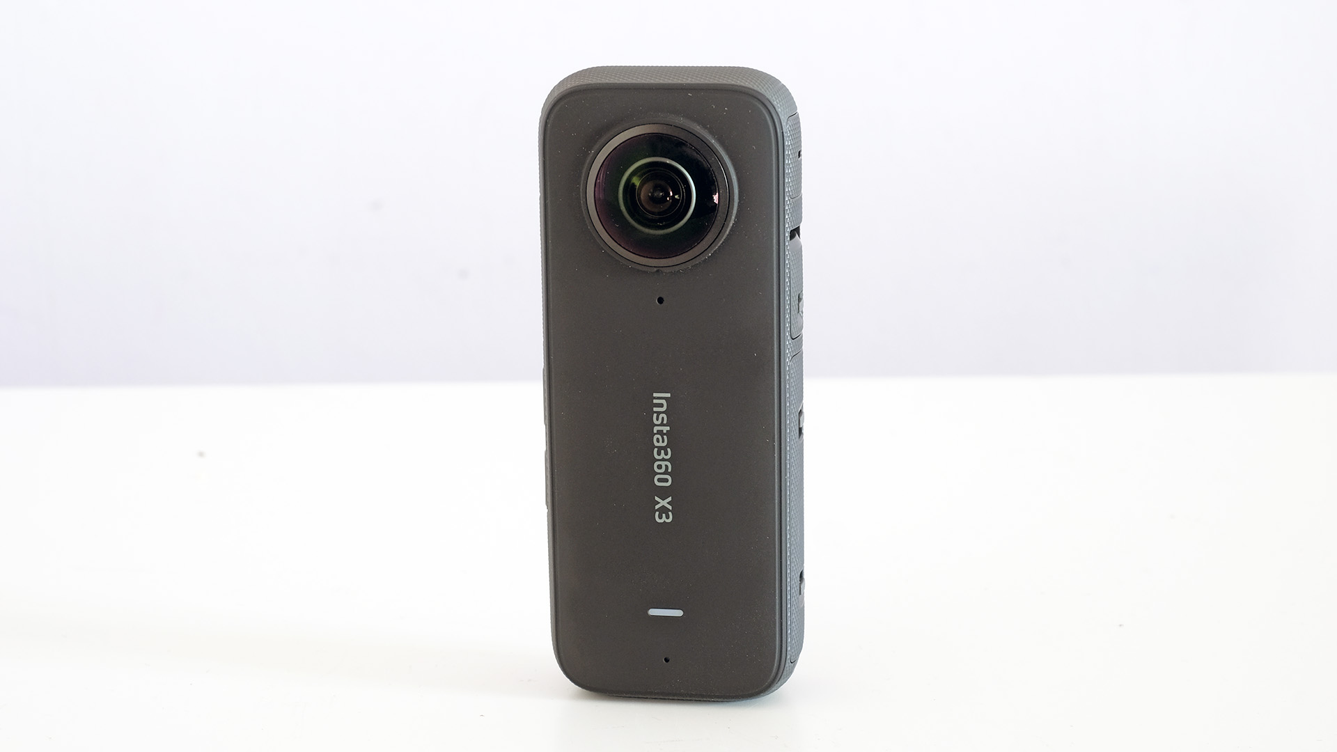 Insta360 X3 front view on white background