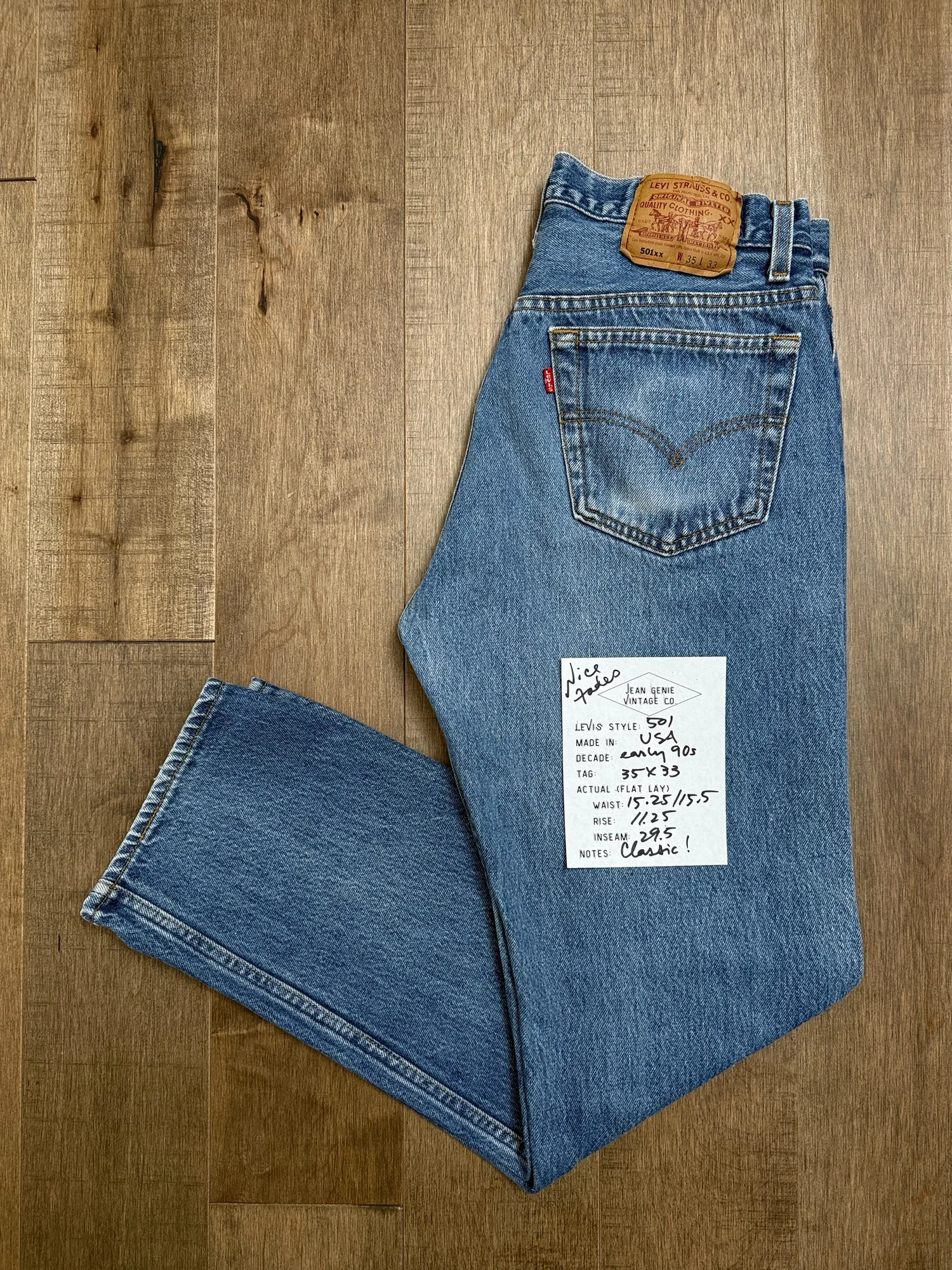 1990s Levi&amp;rsquo;s Usa 501 Tag 35x33 Actual 30x29.5 &amp;mdash; Jean Genie Vintage Co.