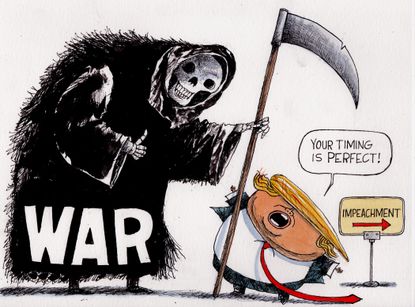 Political Cartoon U.S. Trump War Impeachment Distraction Iran