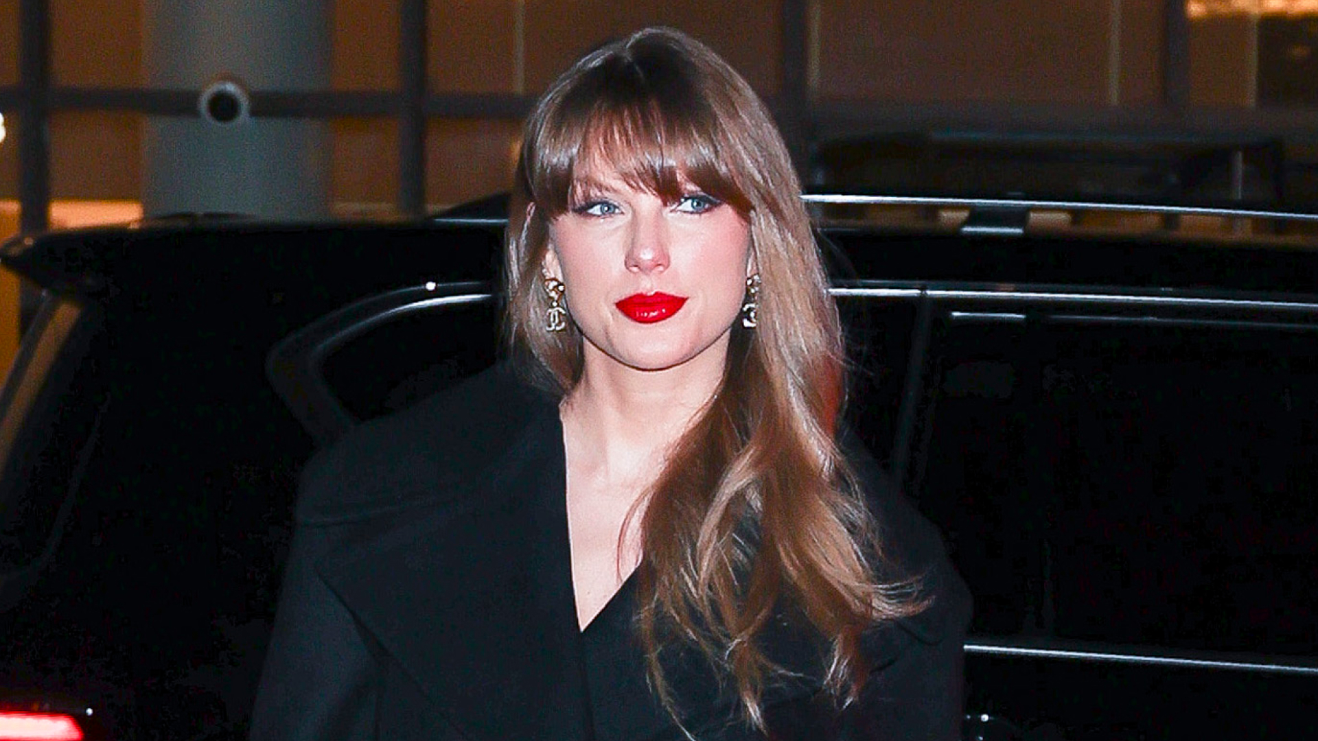 Taylor Swift in new york city wearing a going out dress