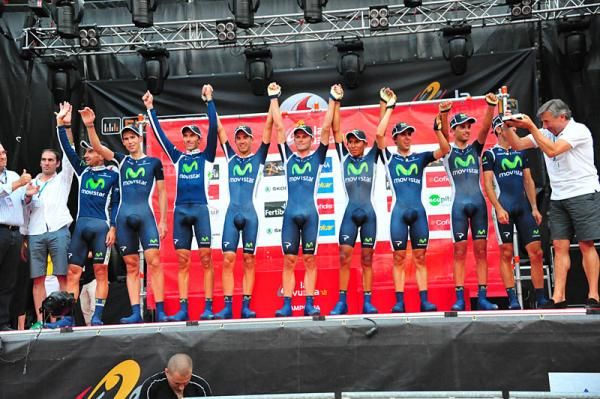 Team Movistar on the podium