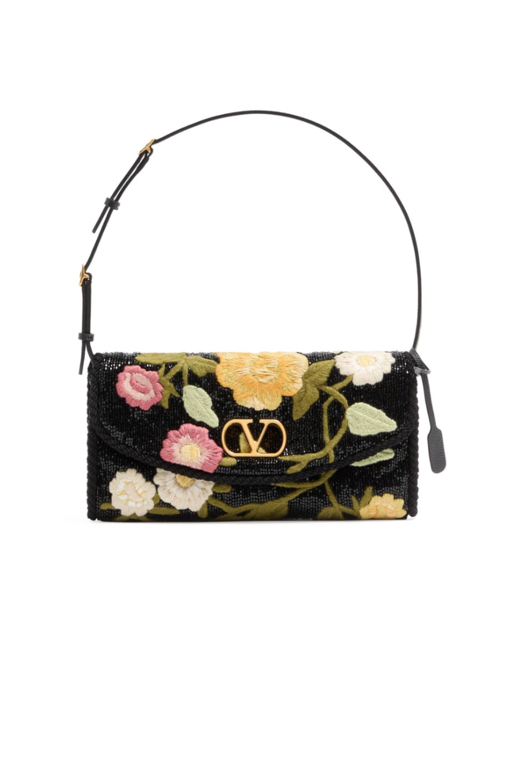 Valentino Garavani, Embroidered-Floral Devain Shoulder Bag