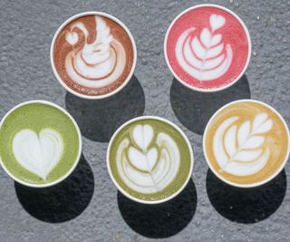 a range of lattes in different colors