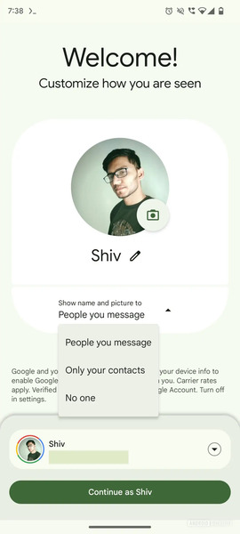 Google Messages Profile discovery privacy options