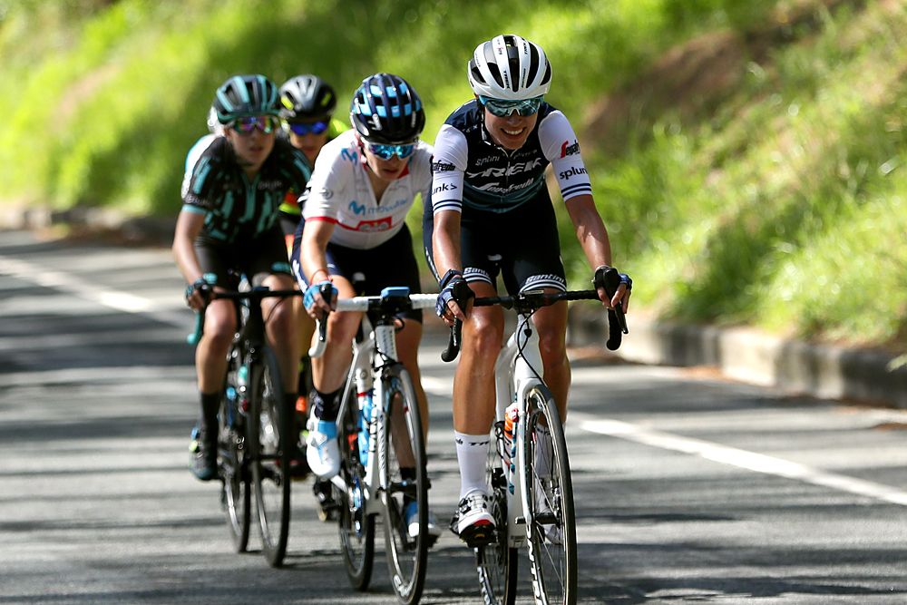 Tayler Wiles (Trek-Segafredo) leads a breakaway at stage 1 of Emakumeen Bira