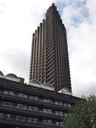 One of the three residential towers at the Barbican