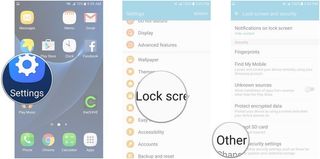 Launch the Settings app, tap Lock screen and security, tap Other security settings