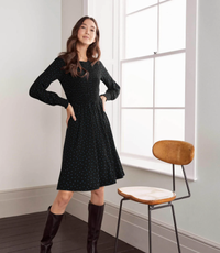 Lena Smocked Jersey Dress (black/ drake) for £63 (was £90) from Boden