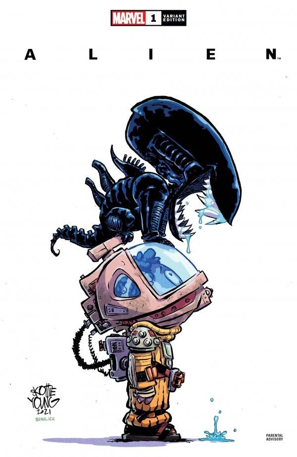 Variant covers for Marvel's "Alien #1" comic book.