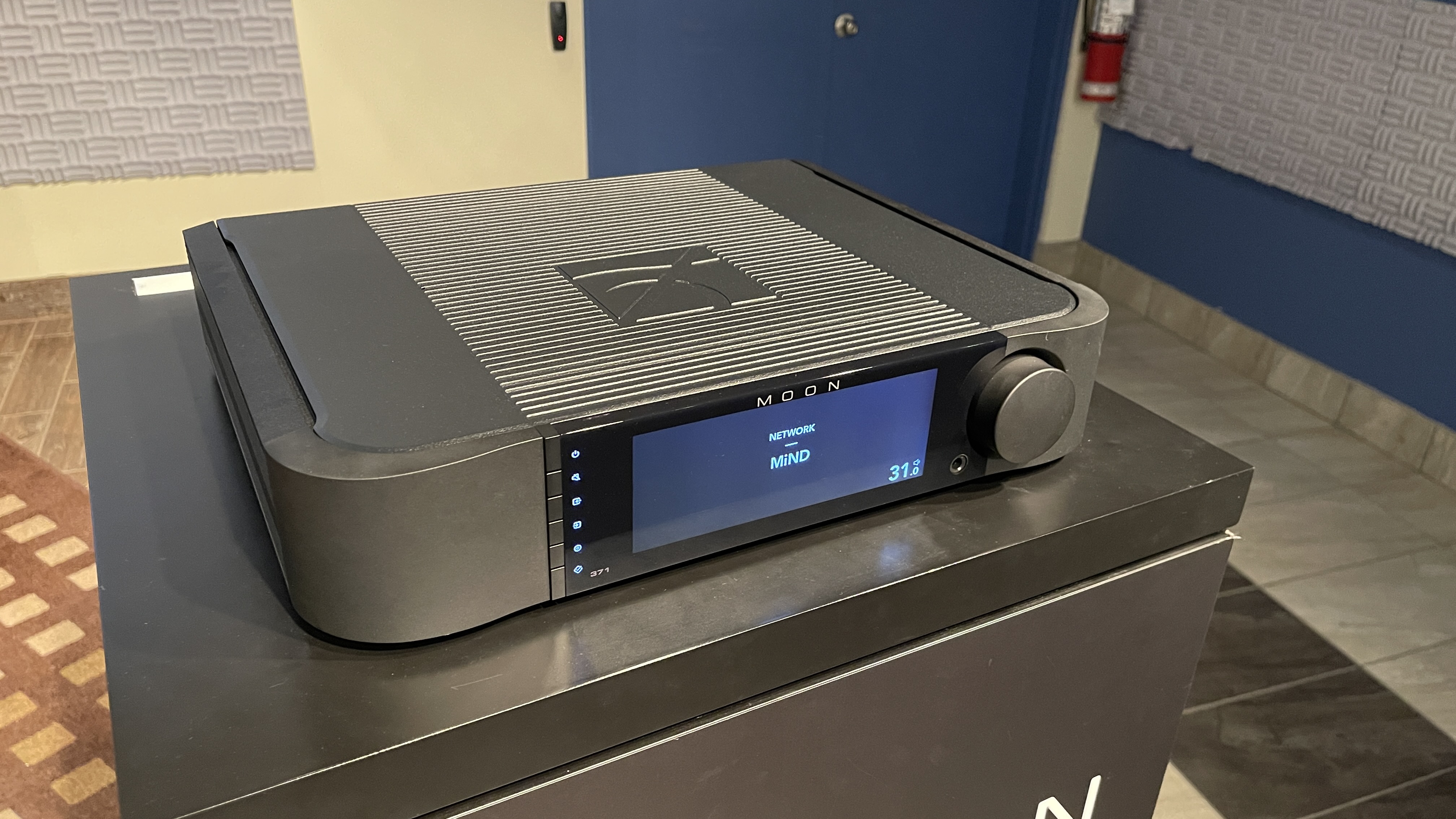 Moon 371 streaming amplifier on pedestal 