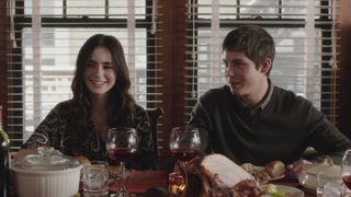 Lily Collins and Logan Lerman enjoy a Thanksgiving dinner in 'Stuck in Love'