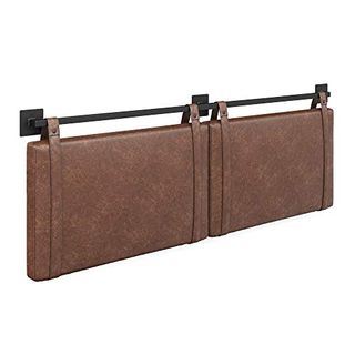 Nathan James Harlow Modern Wall Mount Hanging Headboard, King, Brown Faux Leather