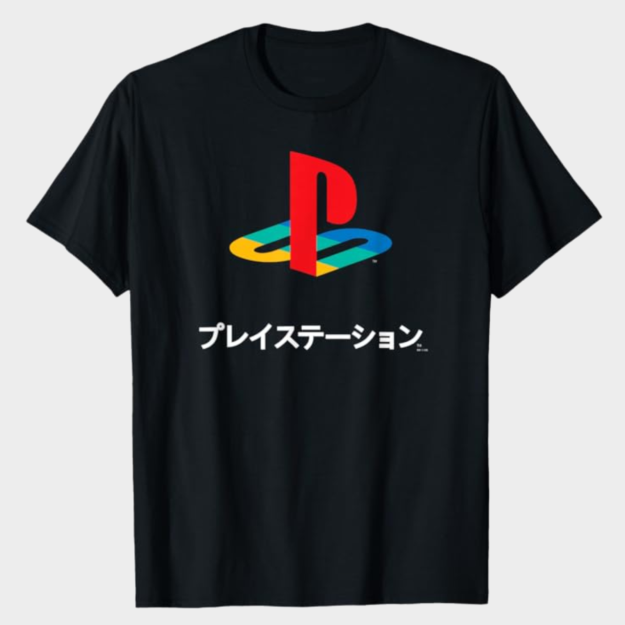 PlayStation logo t-shirt on a plain background