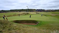 Rory McIlroy of Northern Ireland putts on the eighth green on day one of The 152nd Open championship at Royal Troon on July 18, 2024 in Troon, Scotland.