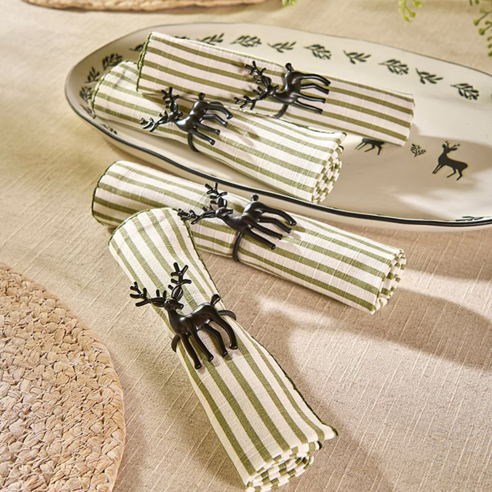 Stacey Solomon Black Stag Napkin Rings - Pack of 4