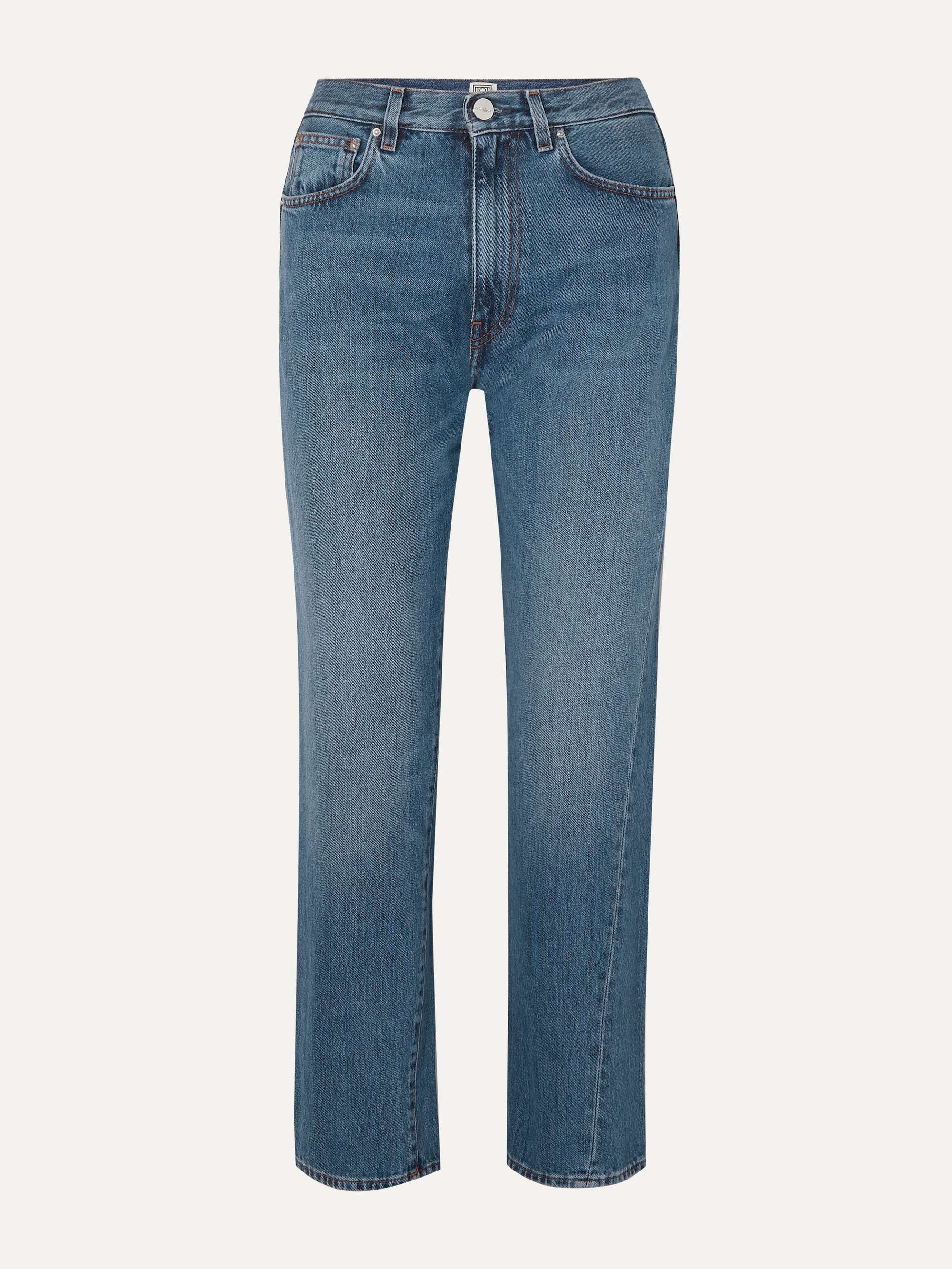 Twisted Seam High-Rise Straight-Leg Jeans