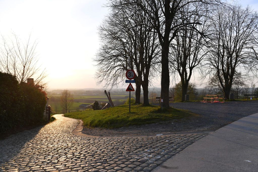 OUDENAARDE BELGIUM APRIL 07 No public and fans this year at Tour of Flanders famous cobblestone hills Cobblestones Landscape on April 07 2020 in Oudenaarde OostVlaanderen Photo by Tim de WaeleGetty Images