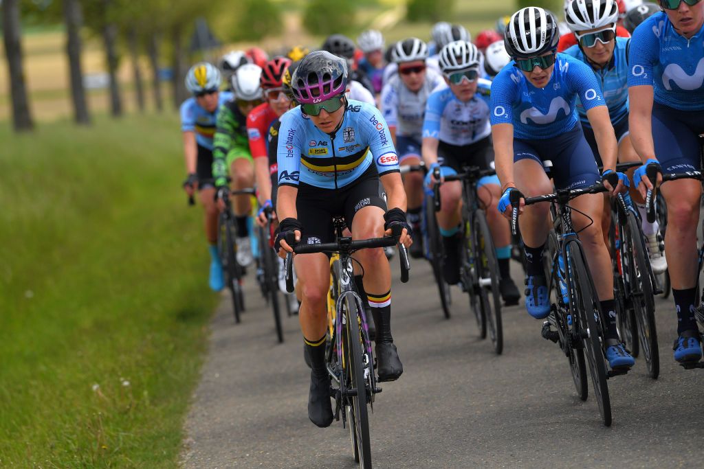SCHMOLLN GERMANY MAY 25 Valerie Demey of Belgium and Team Belgium during the 34th Internationale LOTTO Thringen Ladies Tour 2021 Stage 1 a 899km stage from Schmolln to Schmolln ltlt2021 lottothueringenladiestour womencycling on May 25 2021 in Schmolln Germany Photo by Luc ClaessenGetty Images