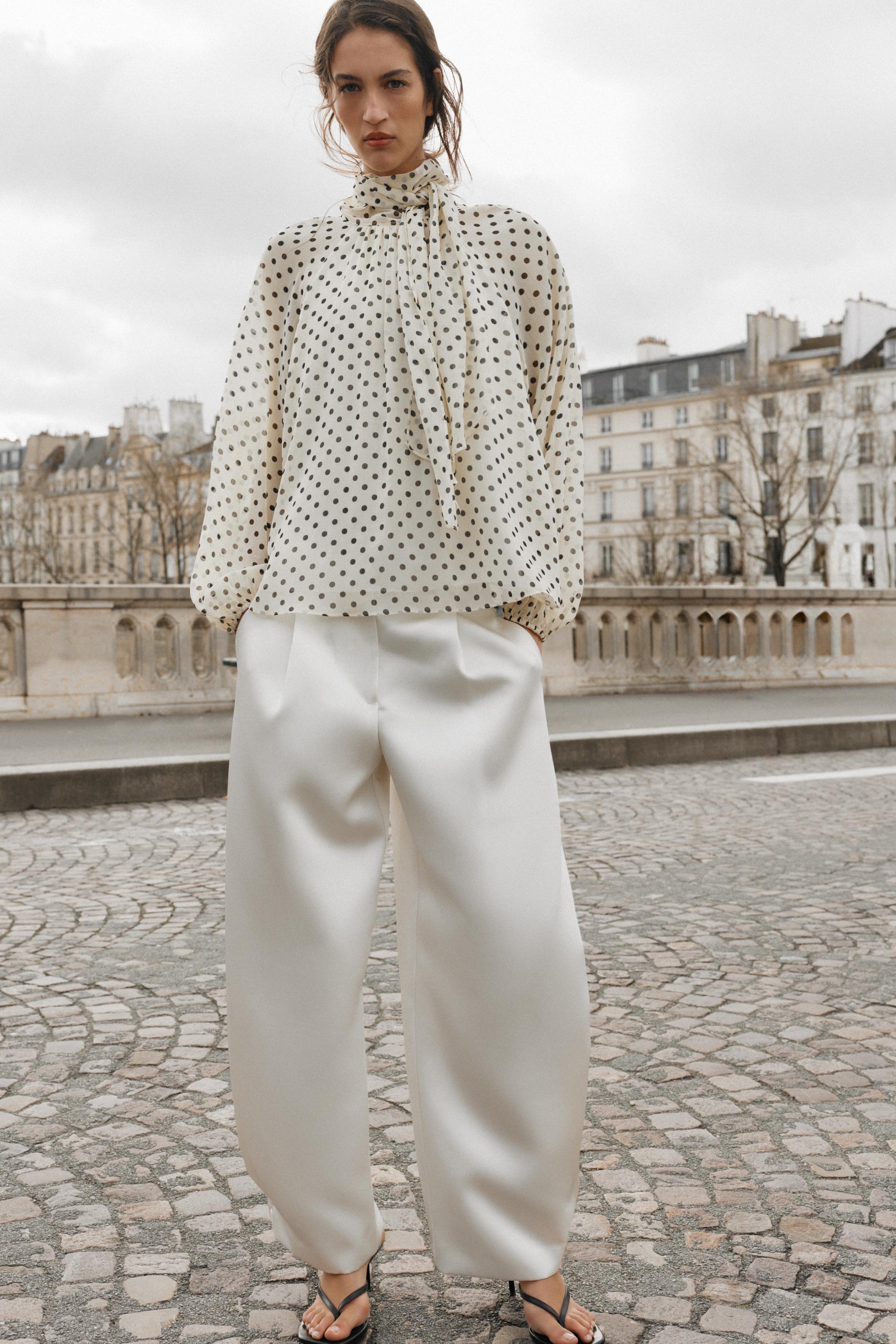 Polka Dot Blouse With Bow