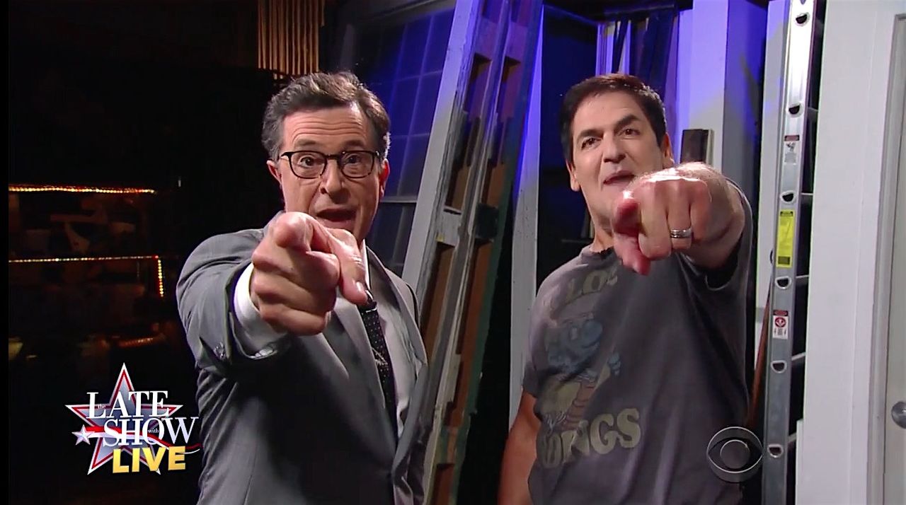 Mark Cuban joins Stephen Colbert to trash-talk Donald Trump