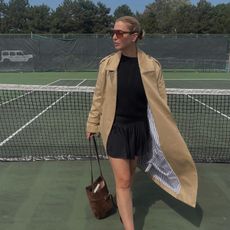 kerry pieri wearing trench coat