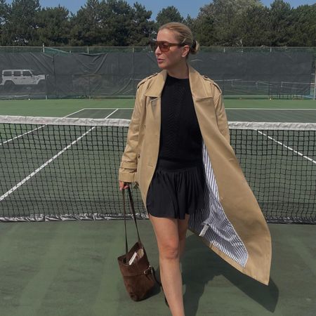 kerry pieri wearing trench coat 