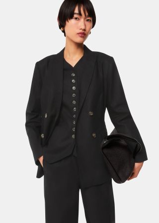 Black Lindsey Linen Blend Blazer