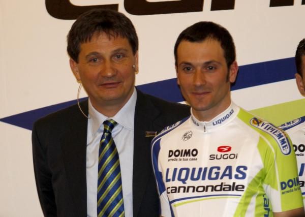 Liquigas-Cannondale manager Roberto Amadio pictured with Ivan Basso.
