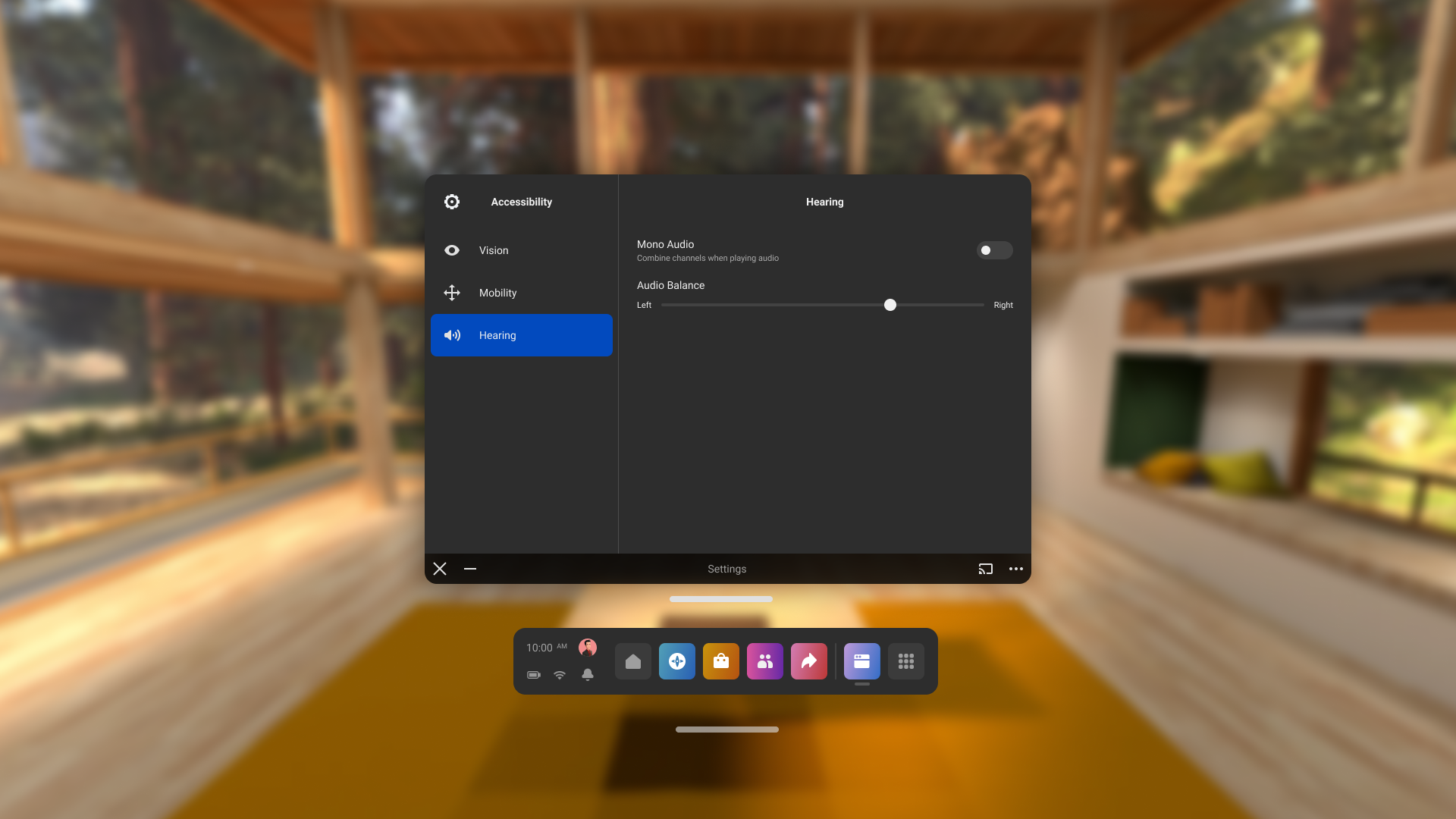 A user setting their audio preferences on the Quest 2