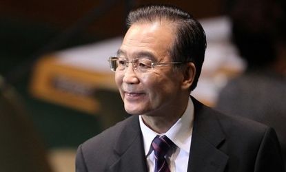 Chinese Premier Wen Jiabao, seen here at the United Nations General Assembly meeting, says Japan should bear full responsibility for the dispute.