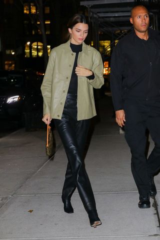 Kendall Jenner wears a green army jacket in L.A.