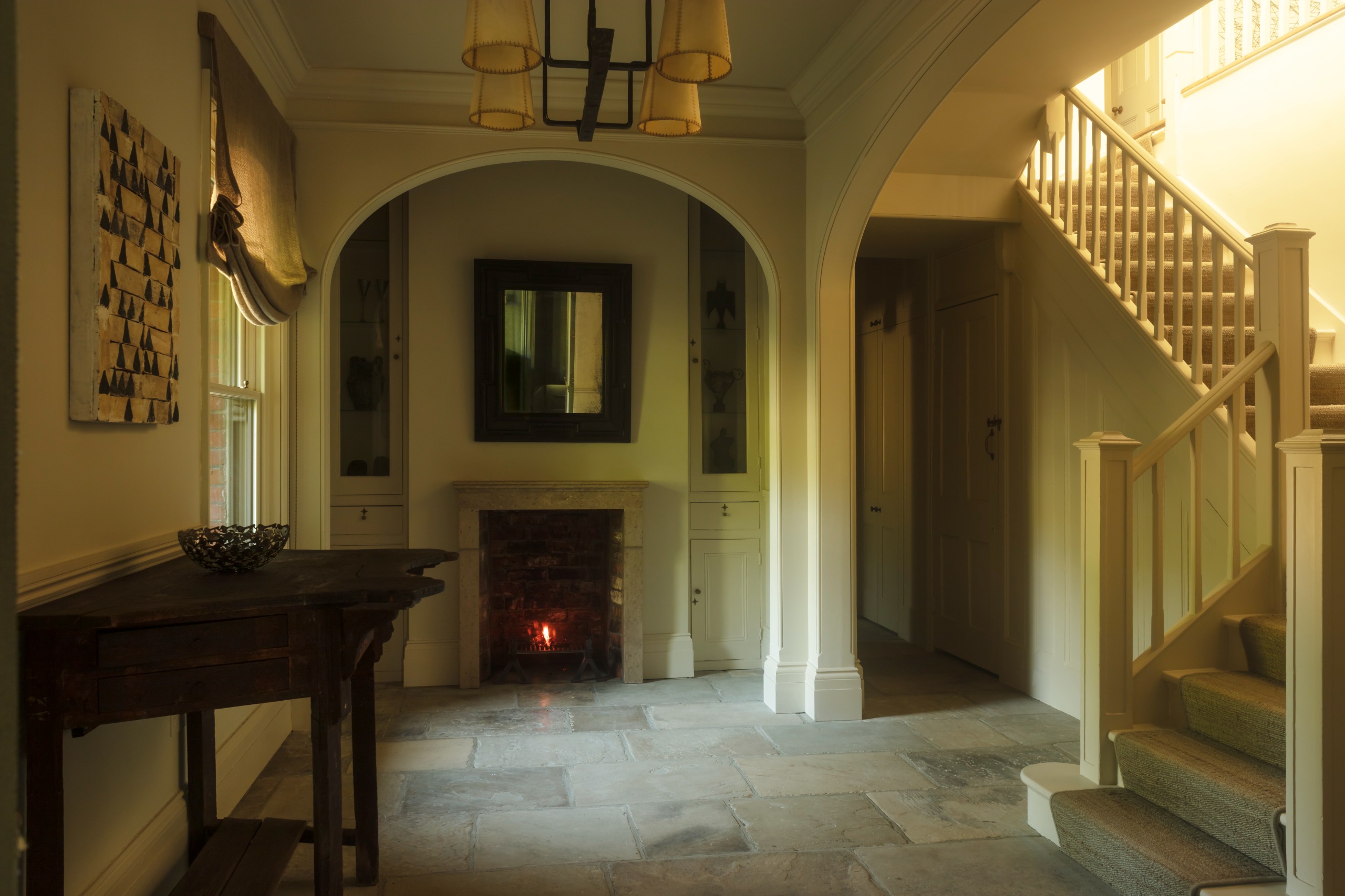 Country-house hallways with a stone floor