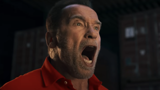 Arnold Schwarzenegger yelling in State Farm Super Bowl commercial