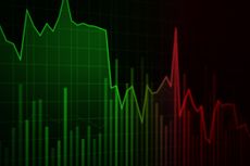 stock market bar line graph green turning red