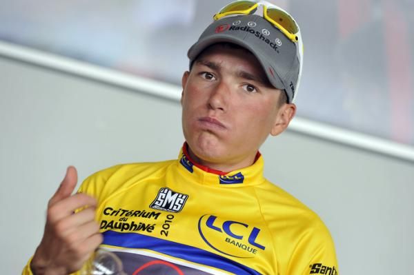 Jani Brajkovic (Radioshack) in yellow at the Dauphine.
