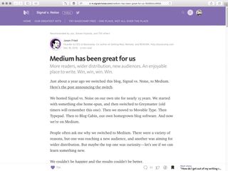 Medium article titled 'Medium has been great for us'