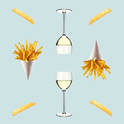 Wine, fries