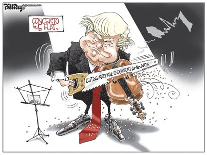Political Cartoon U.S. Donald Trump Arts Endowment music
