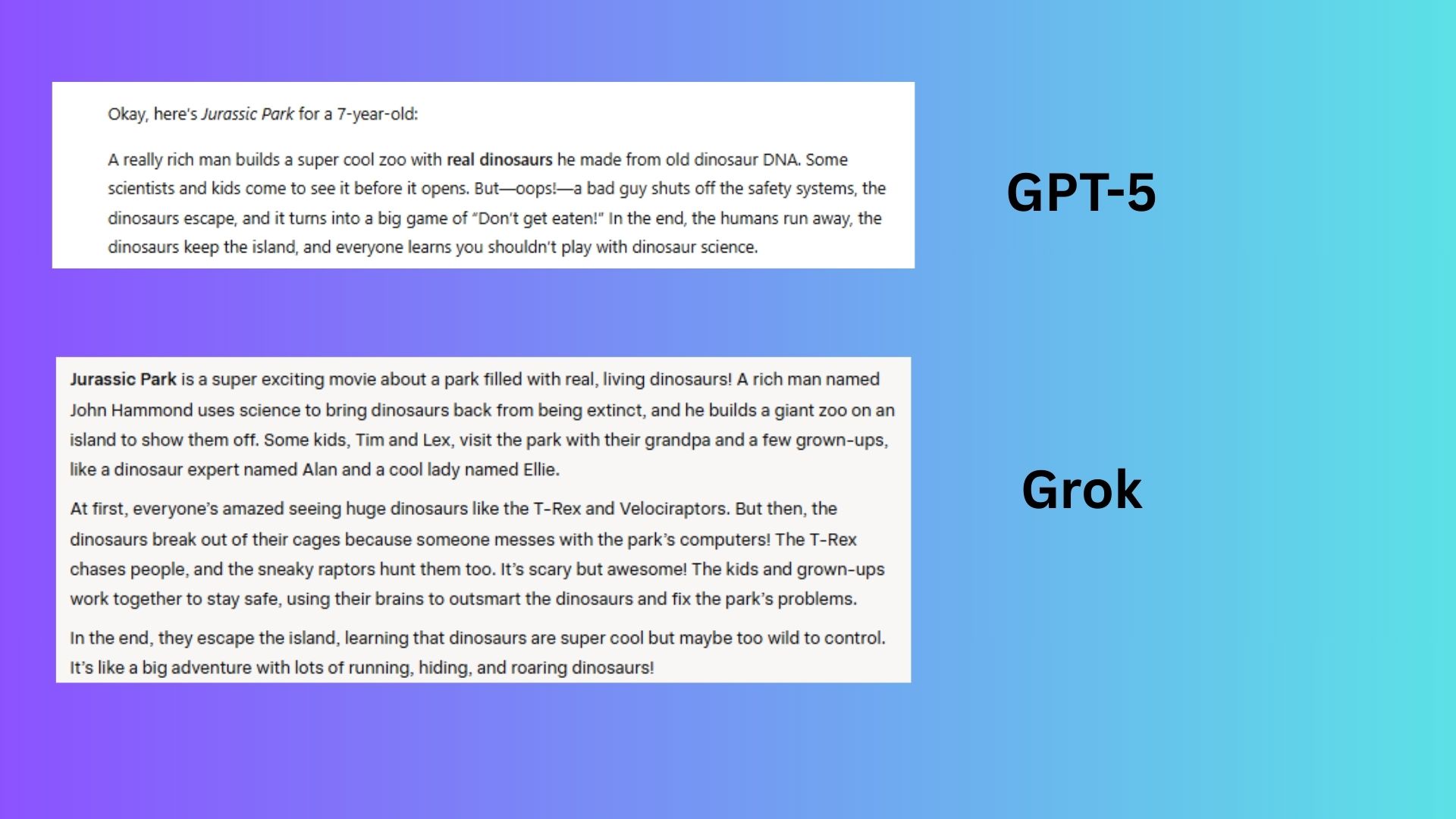 screenshot of GPT-5 and Grok 4