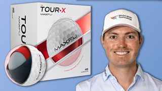 Maxfli golf balls and a photo of Ben Griffin