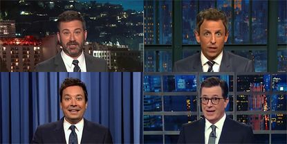 Late-night TV is still flummoxed by Trump's neo-Nazi comments