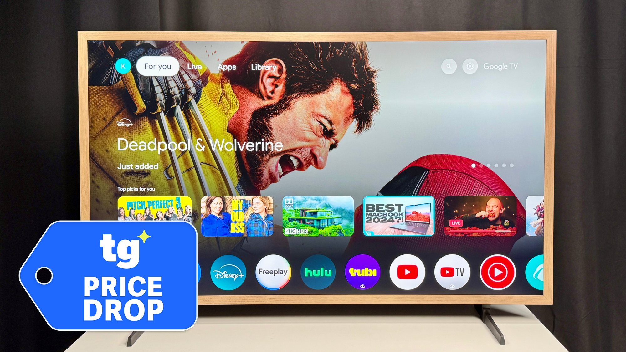 Hisense Canvas TV displaying Deadpool &amp; Wolverine