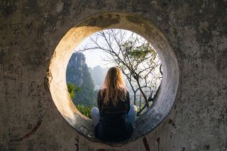 A woman on a retreat