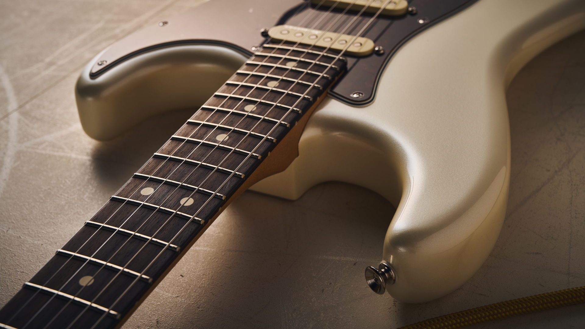 The neck of a Fender Player II Modified Stratocaster HSS Floyd Rose