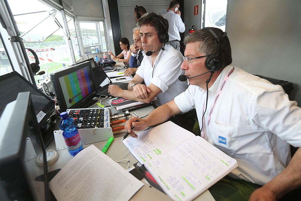 Commentators at the F1 track in Imola