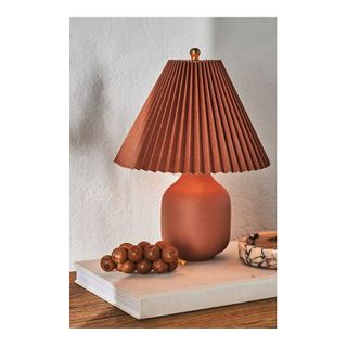 table lamp in terracotta with pleated shade