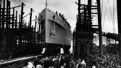 Launch of HMS Devonshire in Plymouth in 1927